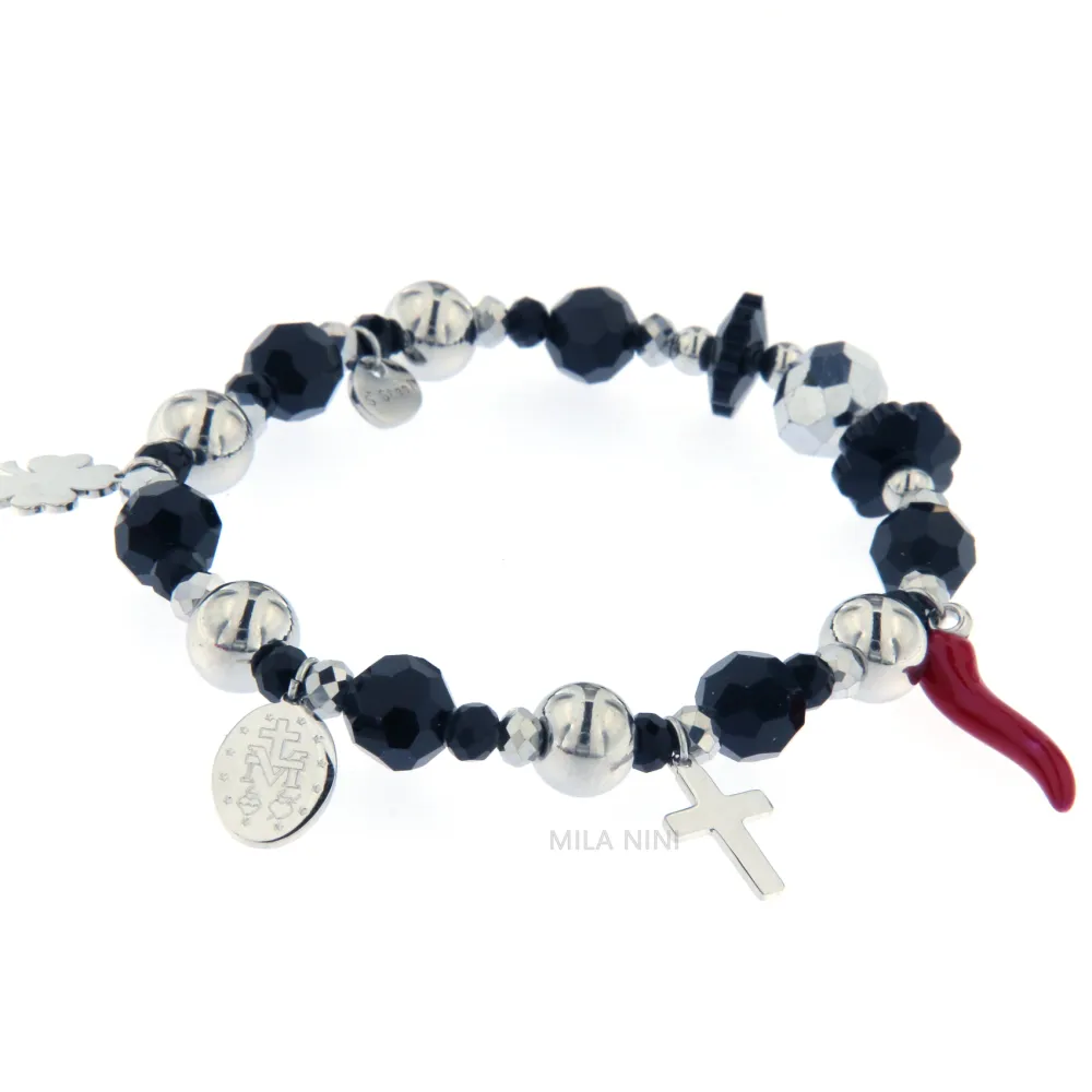 CBAE Croce Cornino - Bracciale Elastico Bracciali Acciaio 1018 - CBAE Croce Cornino - Bracciale Elastico Acciaio 1018