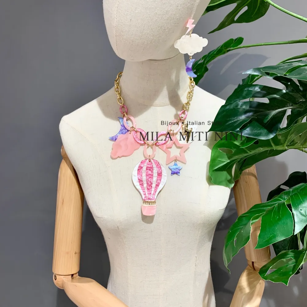 Mongolfiera-Collana Corta in Resina - CMC-11725