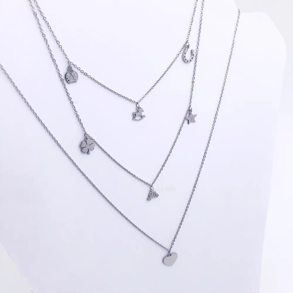 Coccinelle, Ferro Cavallo, carrozza, cavallo dondollo, cuore, q - Coccinella carrozza Multifilo - Collana 4483