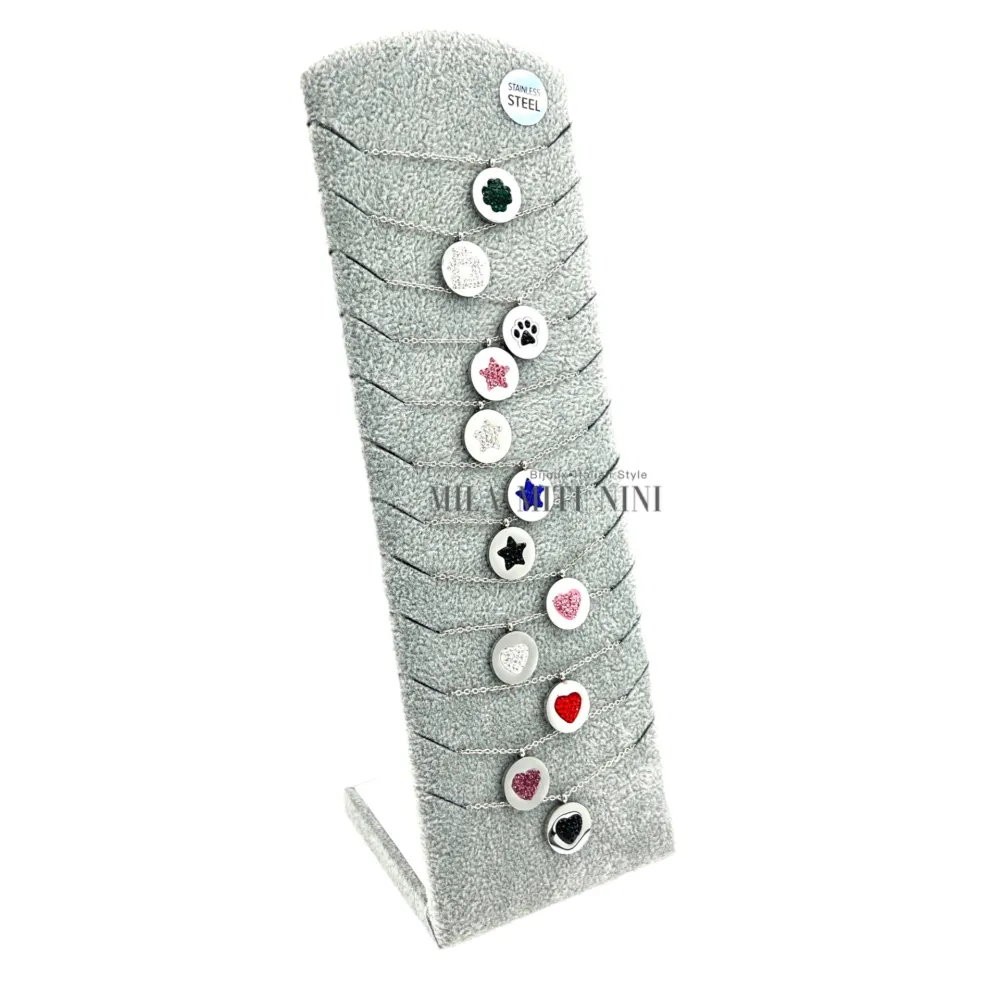 CPA413-1636-Mxi Soggetti- 12Pz Collane in Acciaio - CPA413-1636-Mxi Soggetti- 12Pz Collane in Acciaio