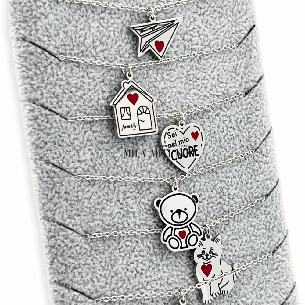 CPA413-1684-Ciondolo Smaltato- 12Pz Collane in Acciaio - CPA413-1684-Ciondolo Smaltato- 12Pz Collane in Acciaio