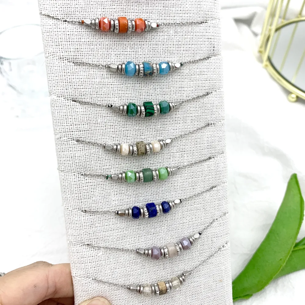 Perline Colorate-12Pz Collane in Acciaio - CPA-732-14