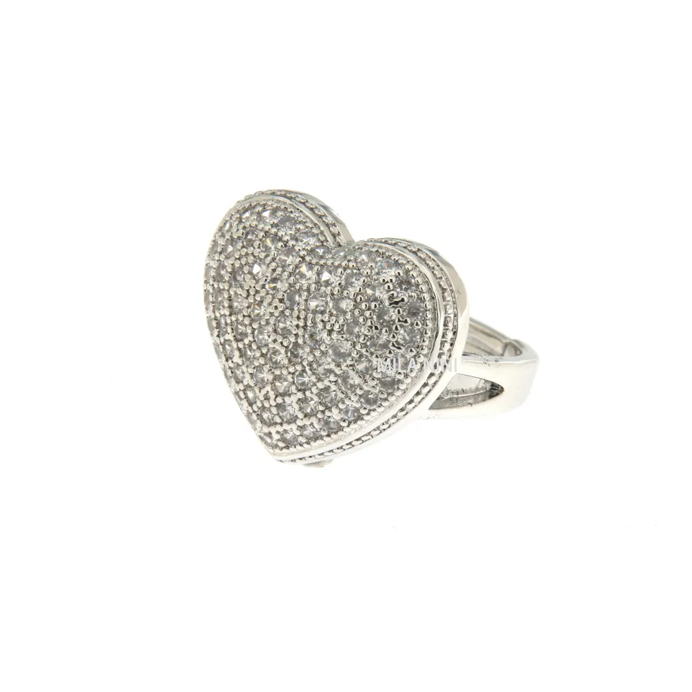 Cuore - Anello con Cubic Zirconi Regolabile - Cuore - Anello con Cubic Zirconi