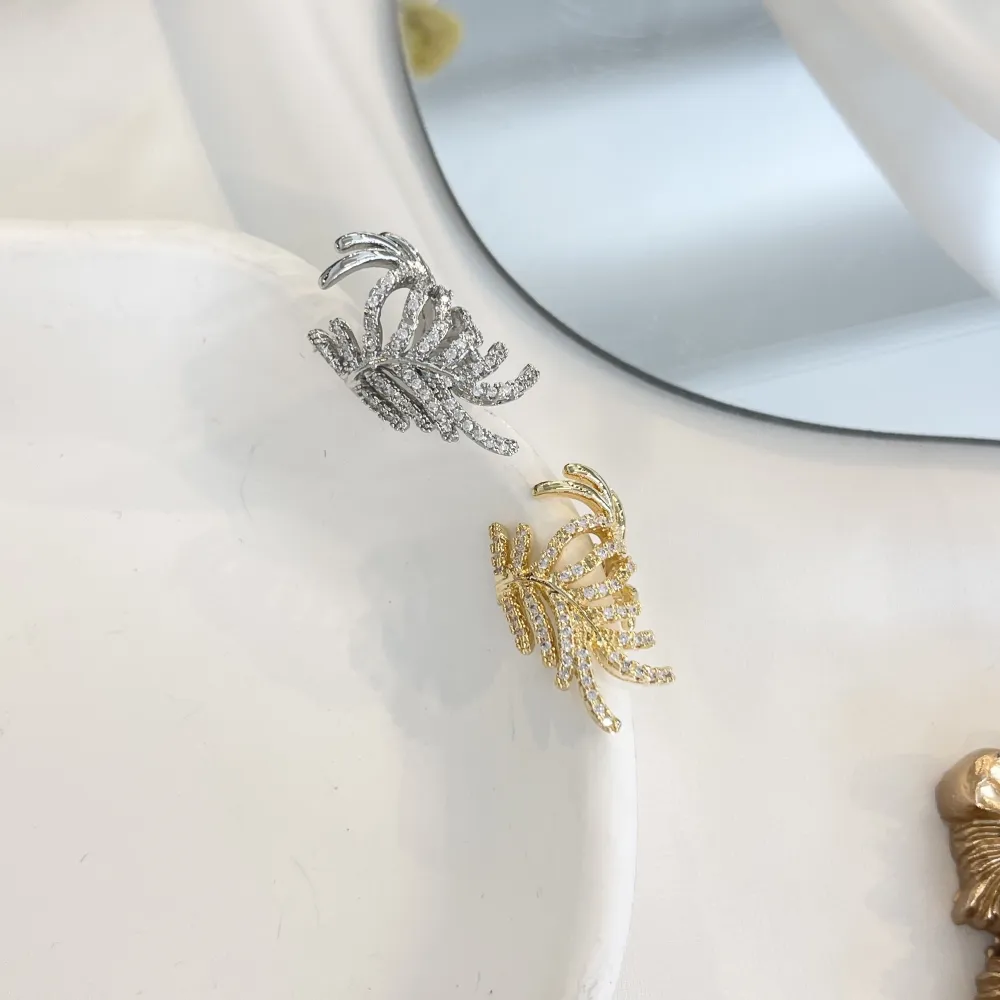 Piuma con Zirconia-Earcuff in Ottone - EAK-506-332