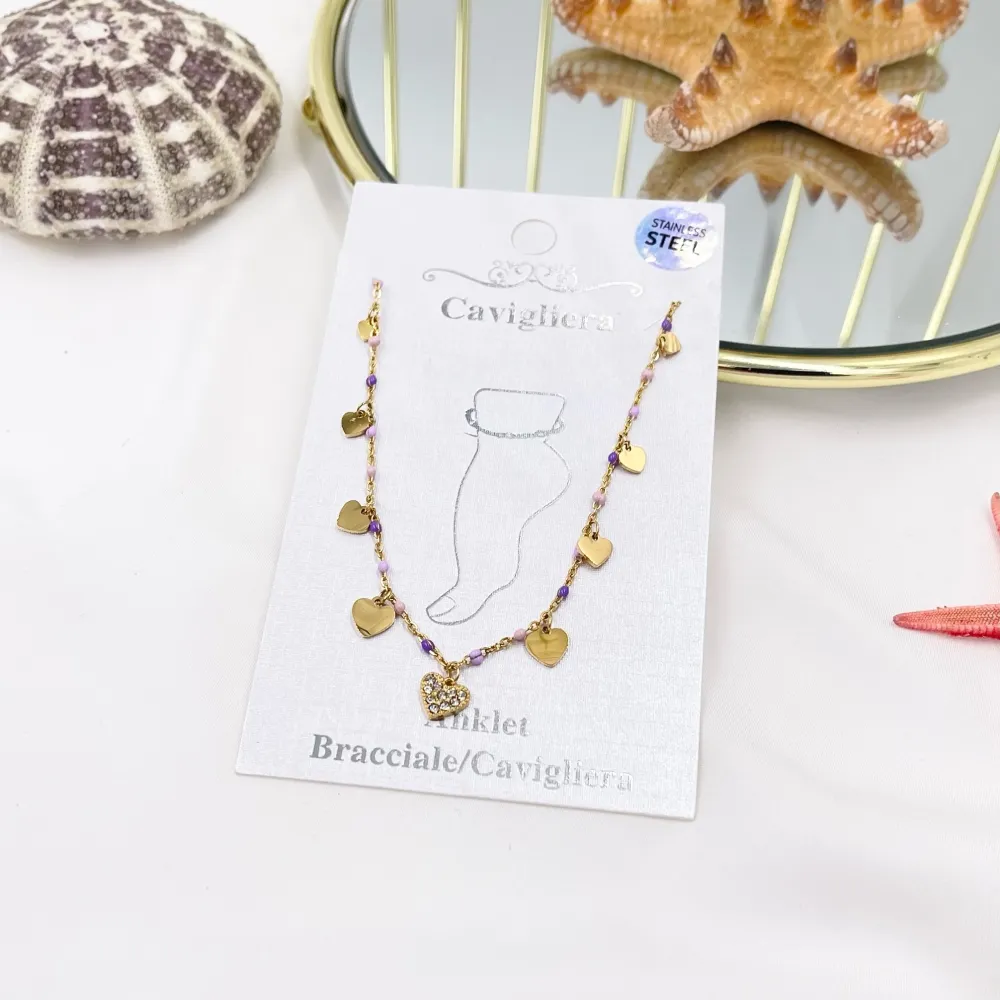 Cuore Smaltato-Cavigliera in Acciaio - KAV-103-AA3439B