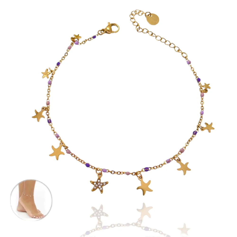 Stella Marina Smaltata-Cavigliera in Acciaio - KAV-103-AA3442B