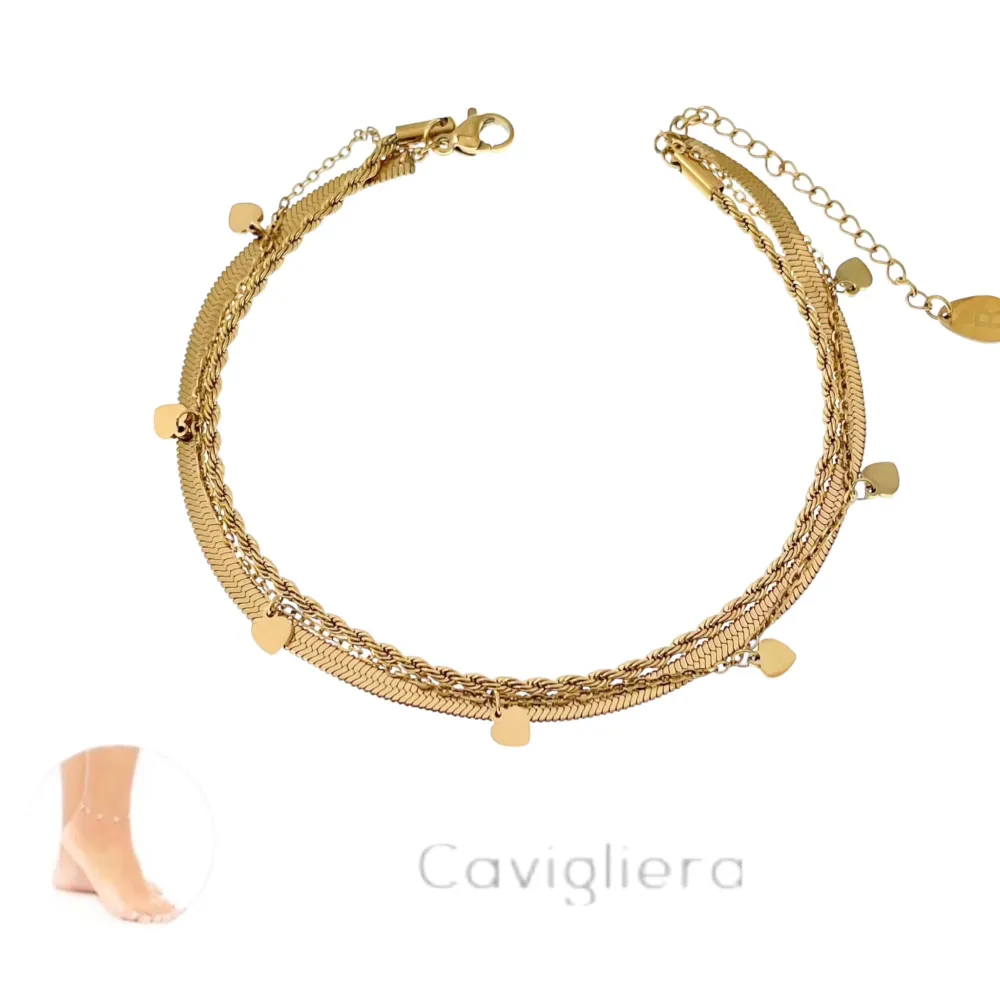 Multifili con Cuore-Cavigliera in Acciaio - KAV-413-2153