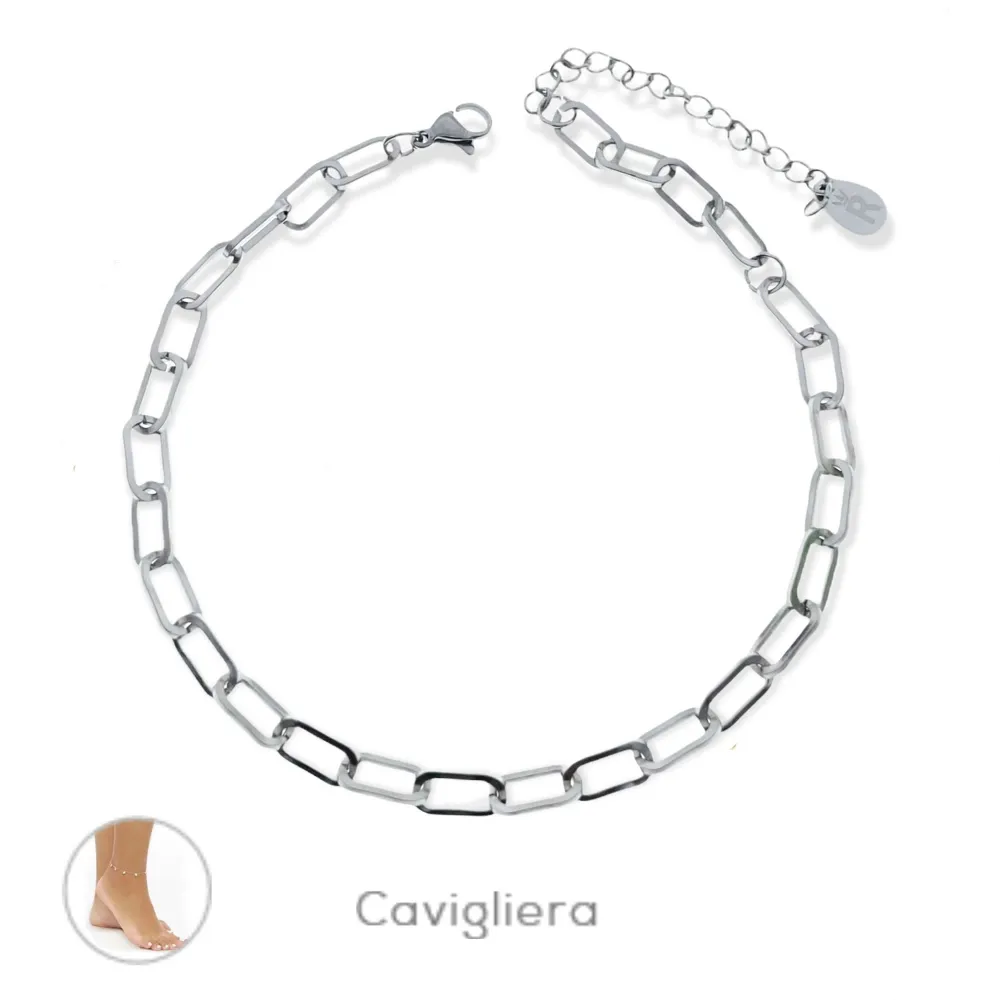 Catena Ovale-Cavigliera in Acciaio - KAV-413-263