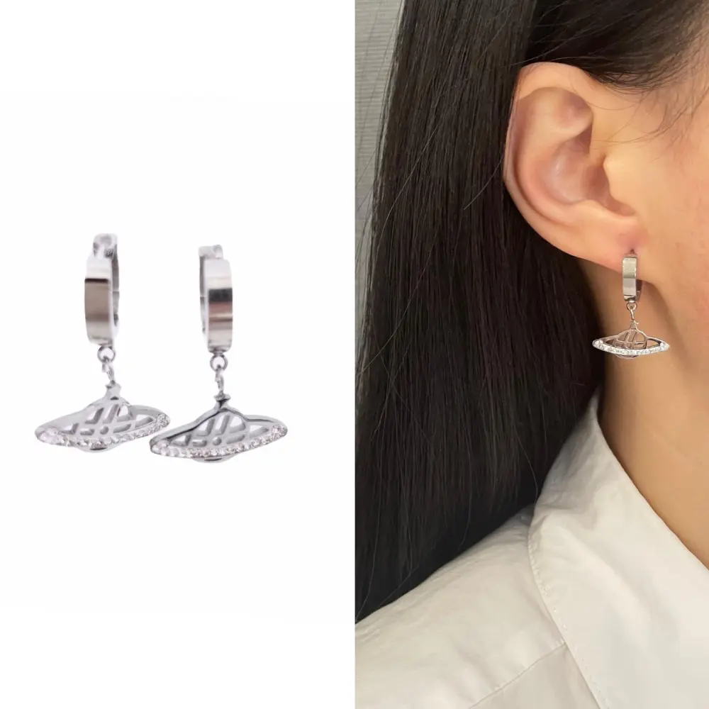 OAC- Saturno 4414 - Orecchini a Cerchio con Pendenti in Acciaio - OAC- Saturno 4414 - Orecchini a Cerchio con Pendenti in Acciaio