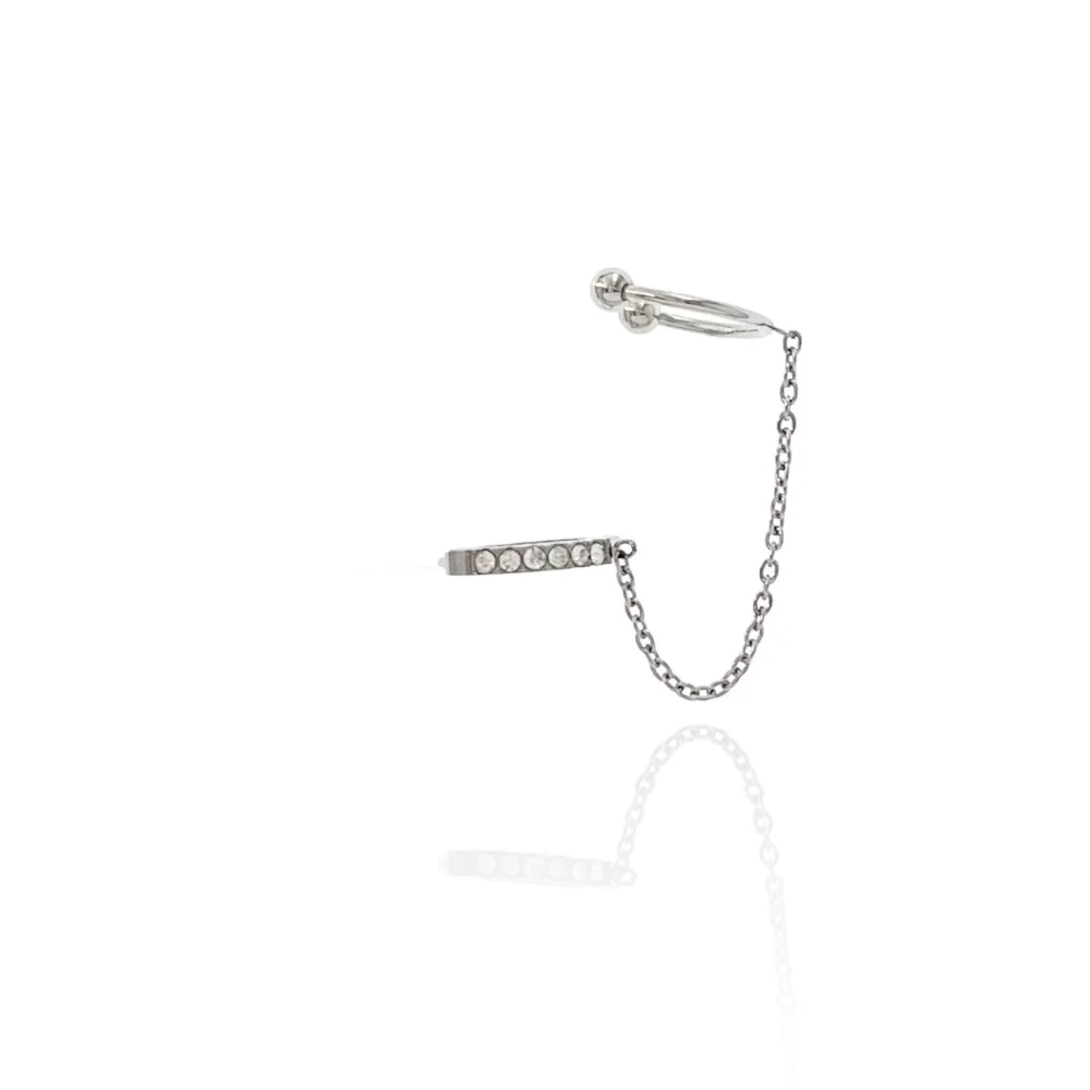 Cerchio Con Zirconi-Orecchini con Earcuff in Acciaio - OAP-103-AA1708E