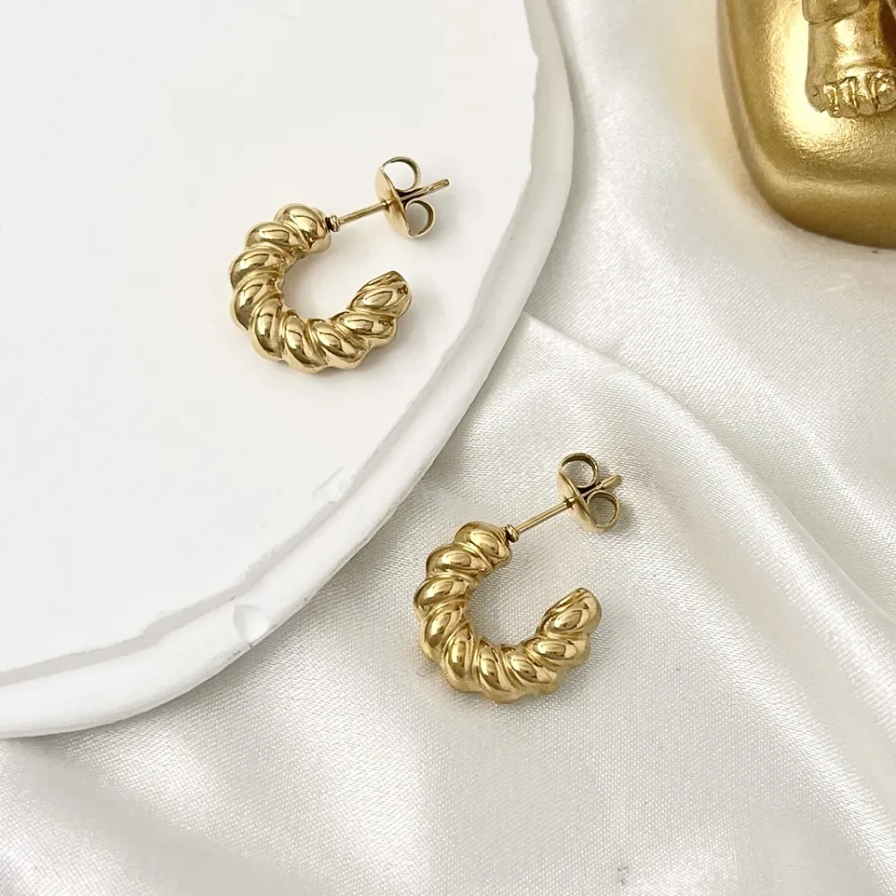 Cerchio Lavorato-Orecchini a Cerchio in Acciaio - OAP-103-AA3351E