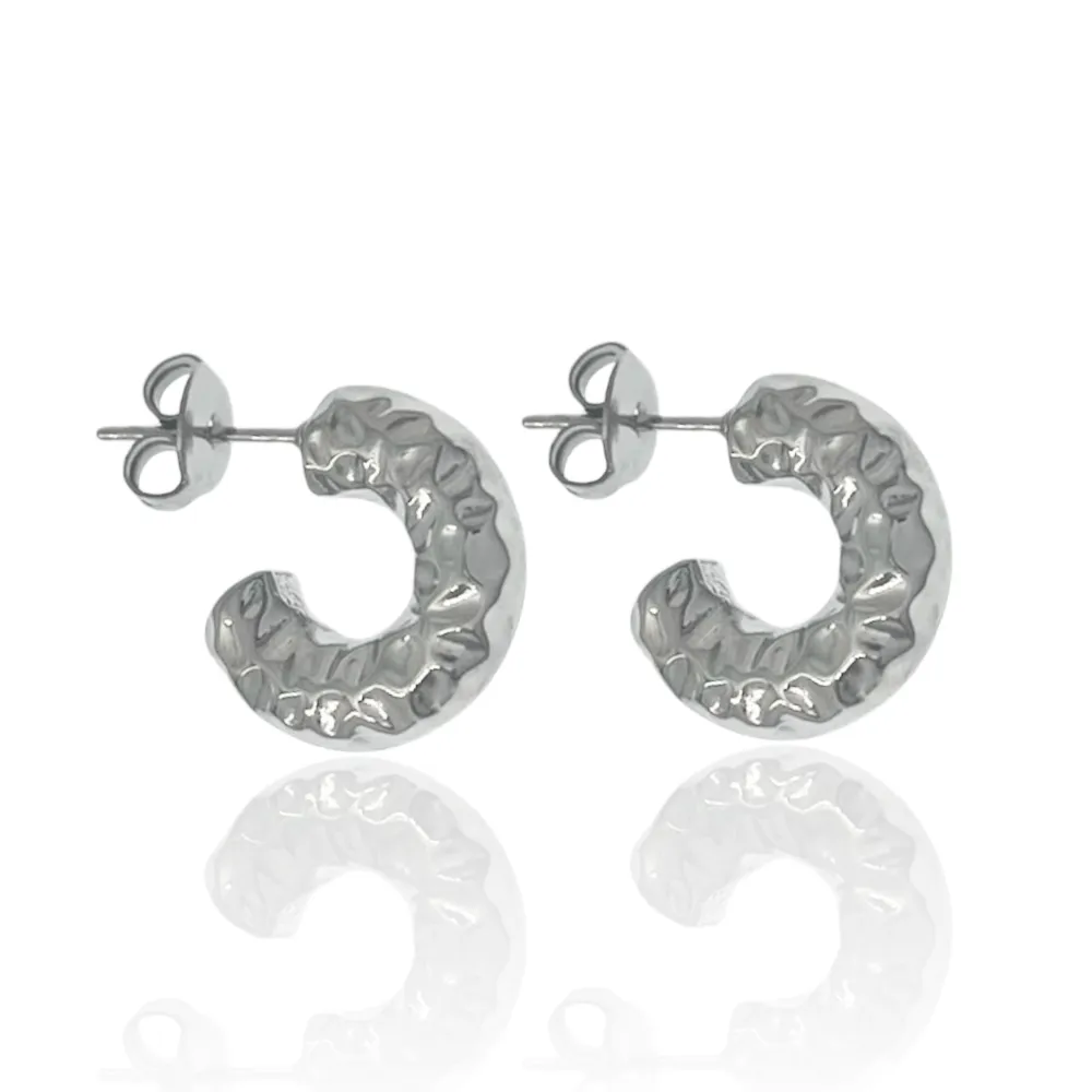 Cerchio Lavorato-Orecchini a Cerchio in Acciaio - OAP-103-AA3352E