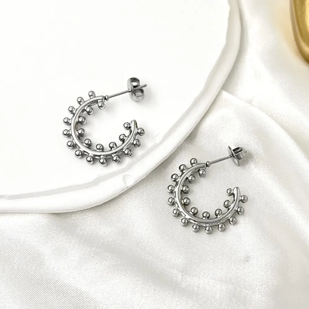 Cerchio Lavorato-Orecchini a Cerchio in Acciaio - OAP-103-AA3354E