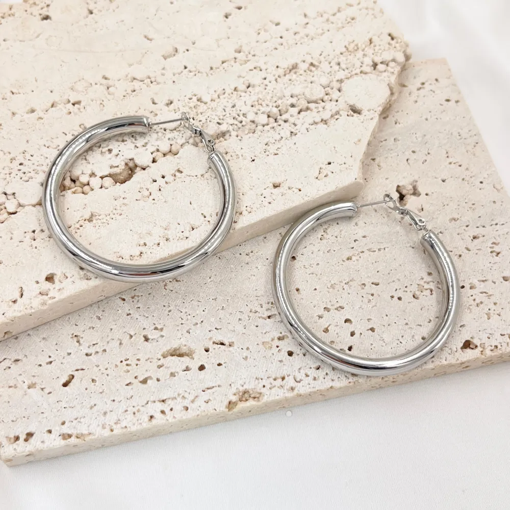 Cerchio Tubo Bombato 5x50mm-Orecchini in Acciaio - OAP-103-AA3682E 5x50mm