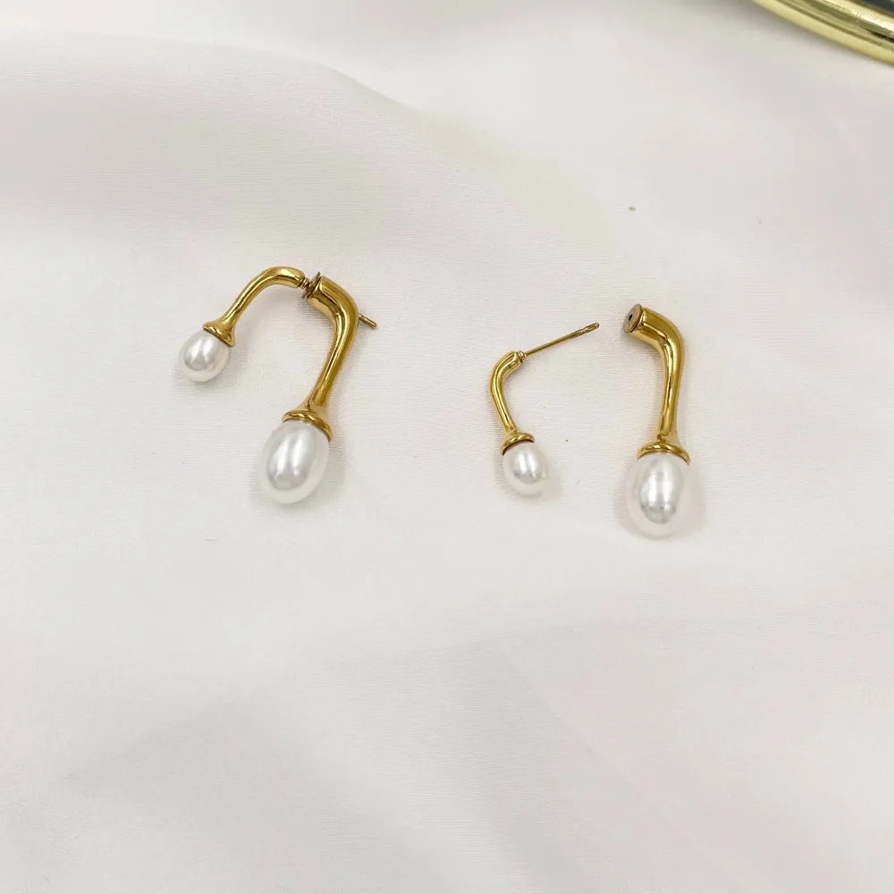 Doppio Perla-Orecchini in Acciaio - OAP-103-AA3752E