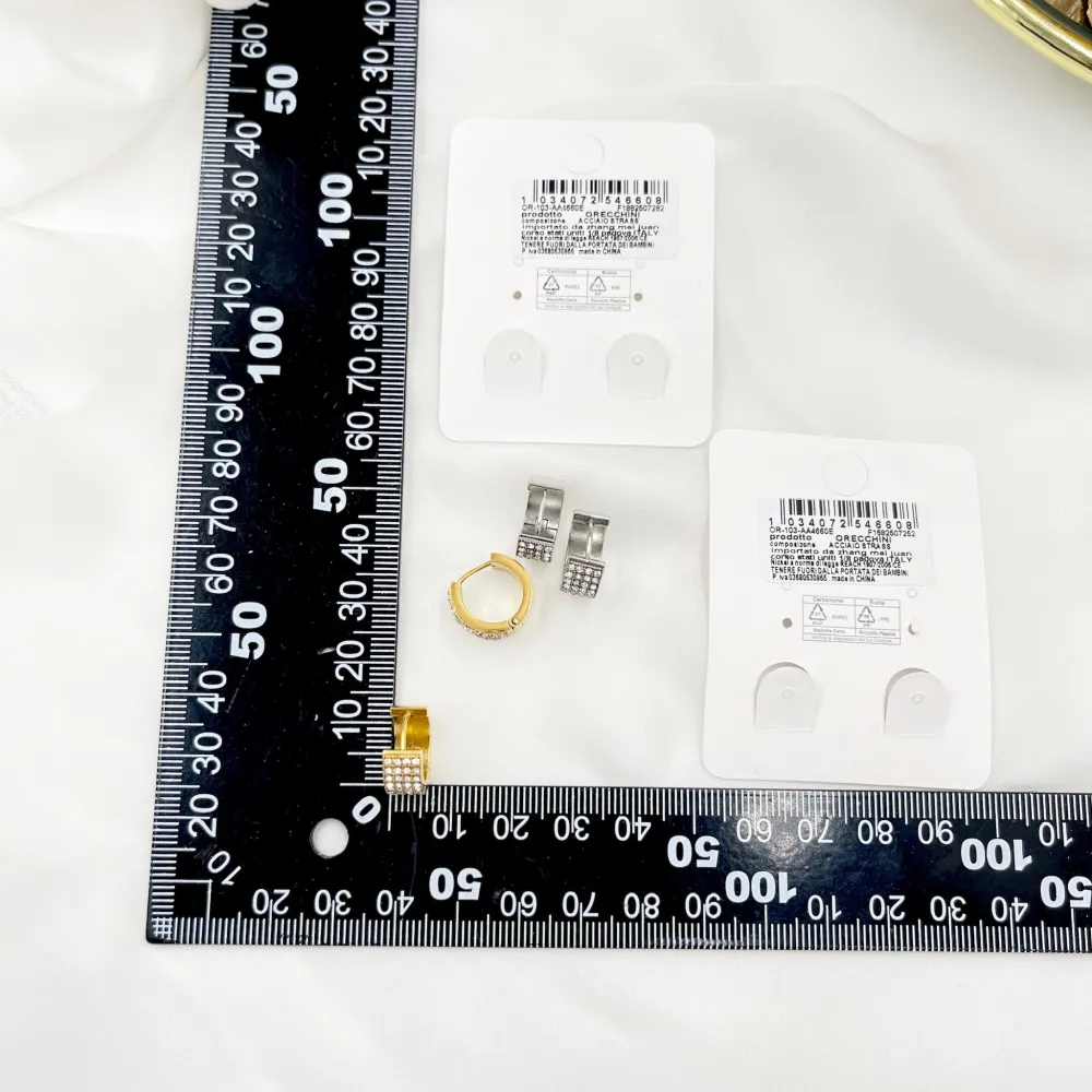 Cerchio con Strass -Orecchini in Acciaio - OAP-103-AA4660E