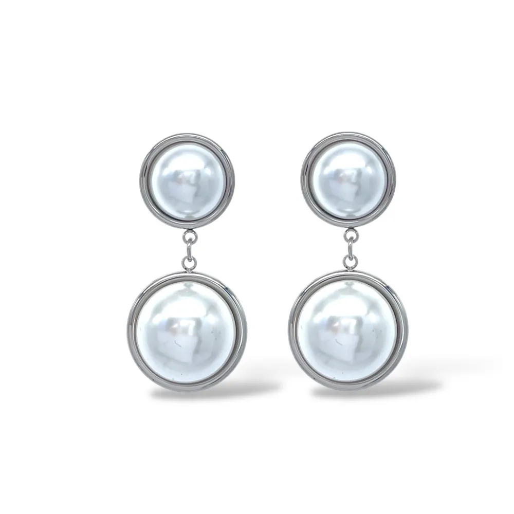 Doppio Perla-Orecchini in Acciaio - OAP-103-AA5626E