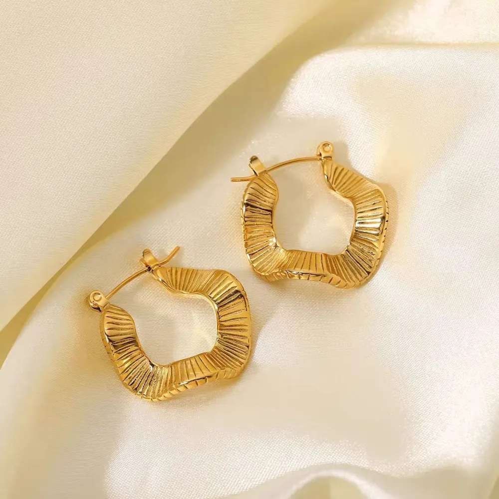 Cerchi Ondulati-Orecchini in Acciaio - OAP-208-313