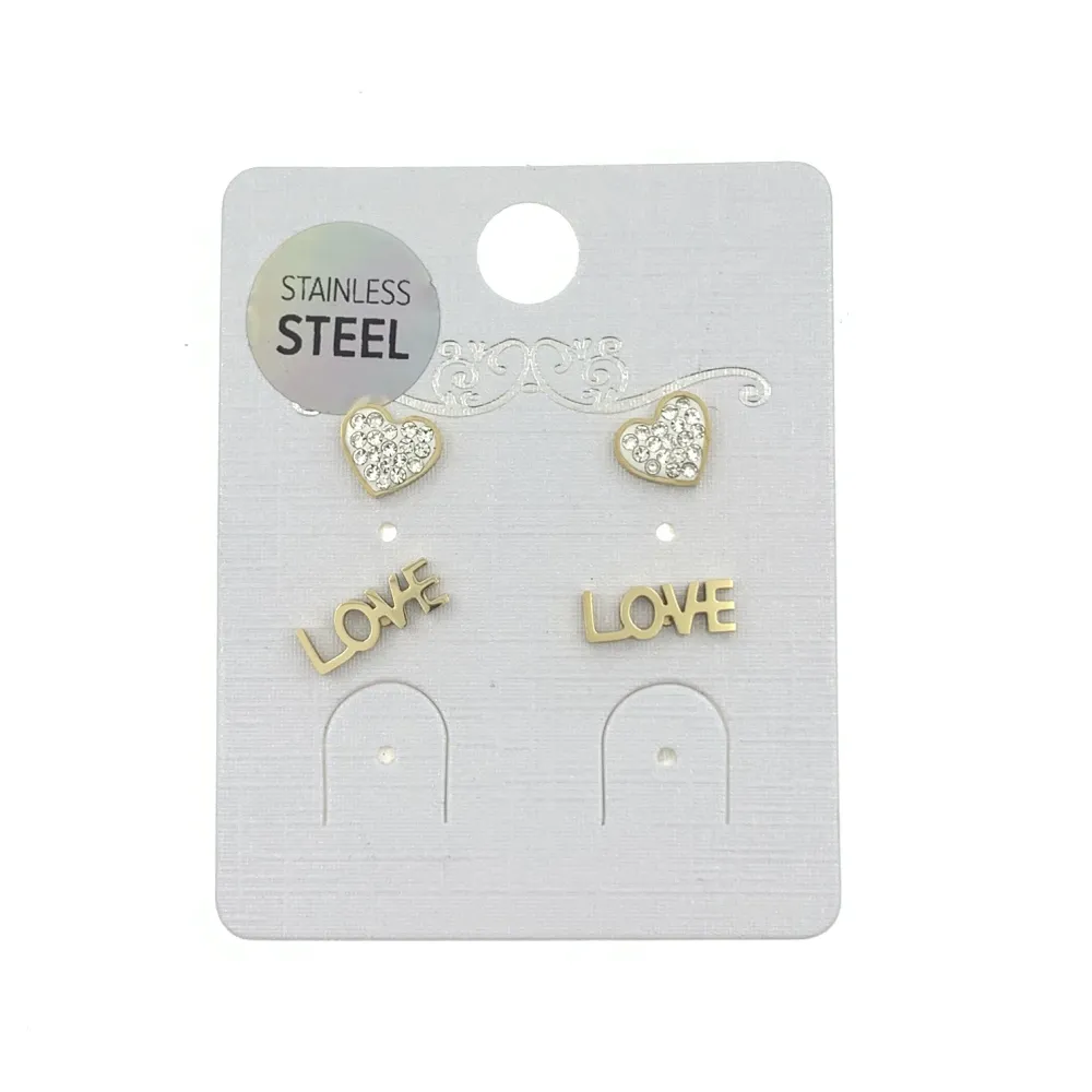 Cuore Love 3269 - Orecchini Bis a lobo in Acciaio - OAP3269-Cuore Love- Orecchini Bis a lobo in Acciaio
