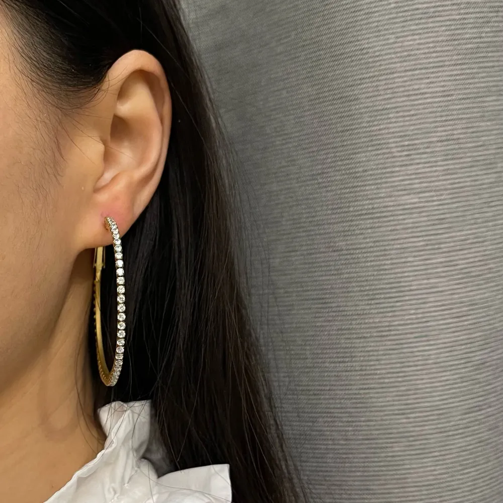 Cerchio 50mm con Zirconia-Orecchini in Acciaio - OAP-413-1077 50mm