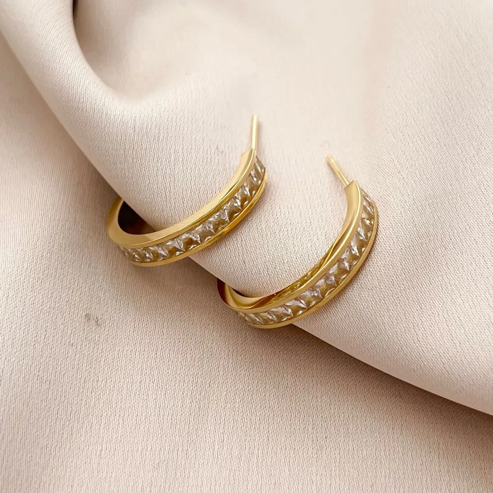 Cerchio 20mm con Zirconia-Orecchini in Acciaio - OAP-413-1158 20mm