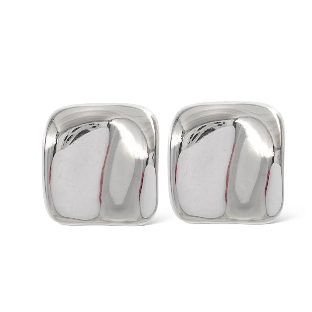Quadrato Lavorato-Orecchini in Acciaio - OAP-413-173