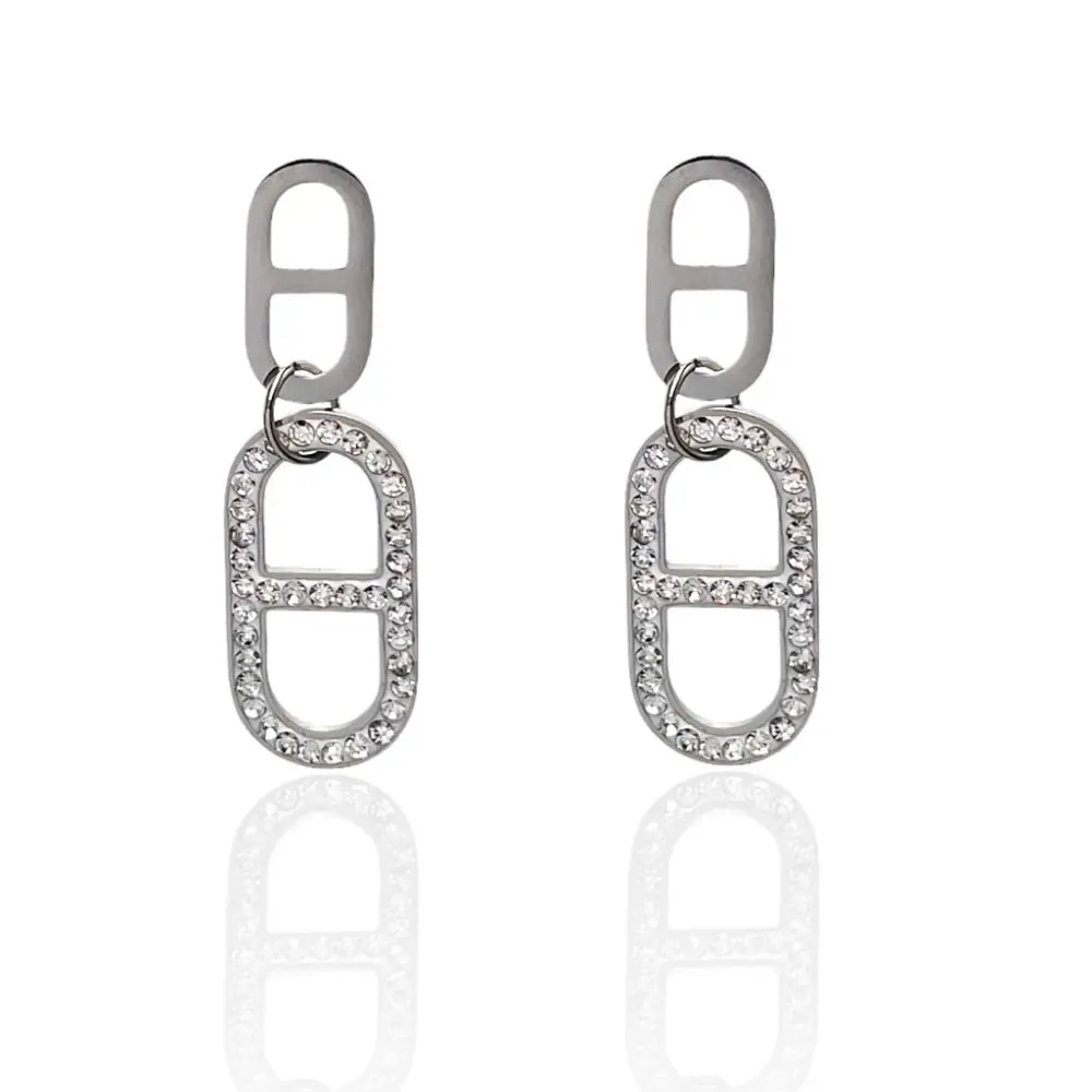 Ovale-Orecchini in Acciaio - OAP-413-2101