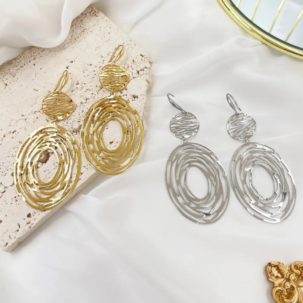 Tondo e Ovale -Orecchini in Acciaio - OAP-413-2416