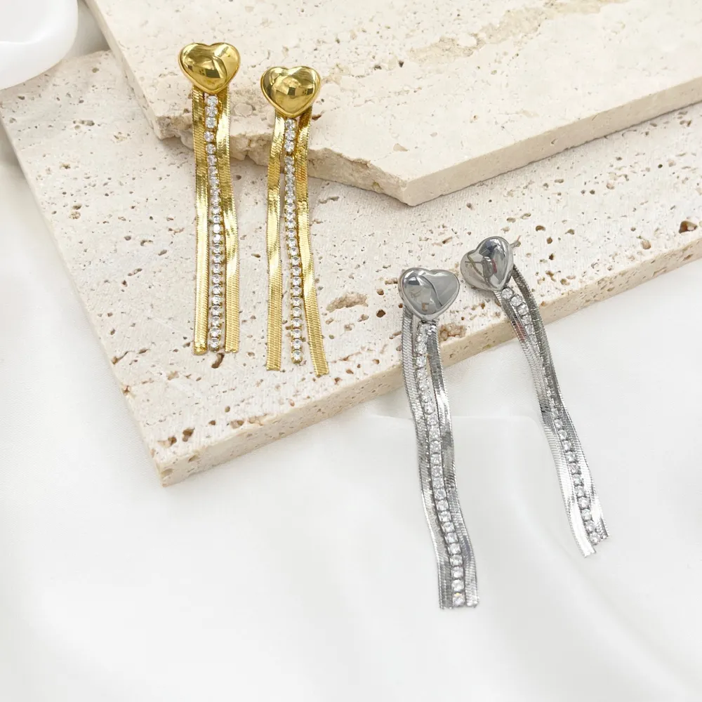 Cuore e Napine -Orecchini in Acciaio - OAP-413-2420