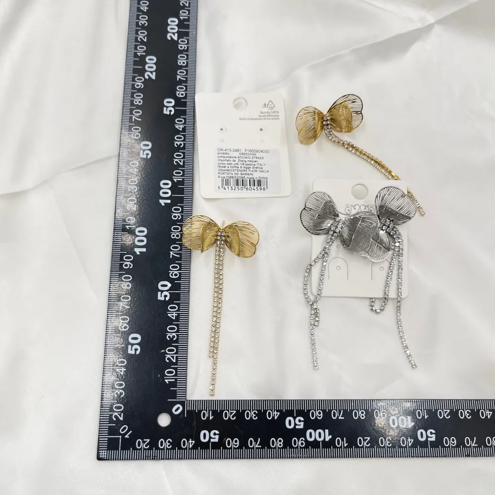 Farfalla con Tennis -Orecchini in Acciaio - OAP-413-2491