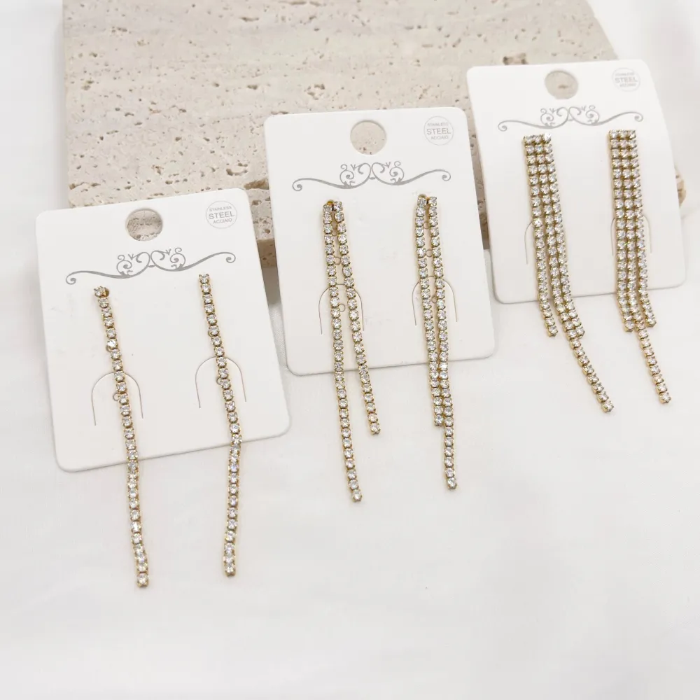 Tre fili Tennis lungo 5cm+7cm -Orecchini in Acciaio - OAP-413-2500