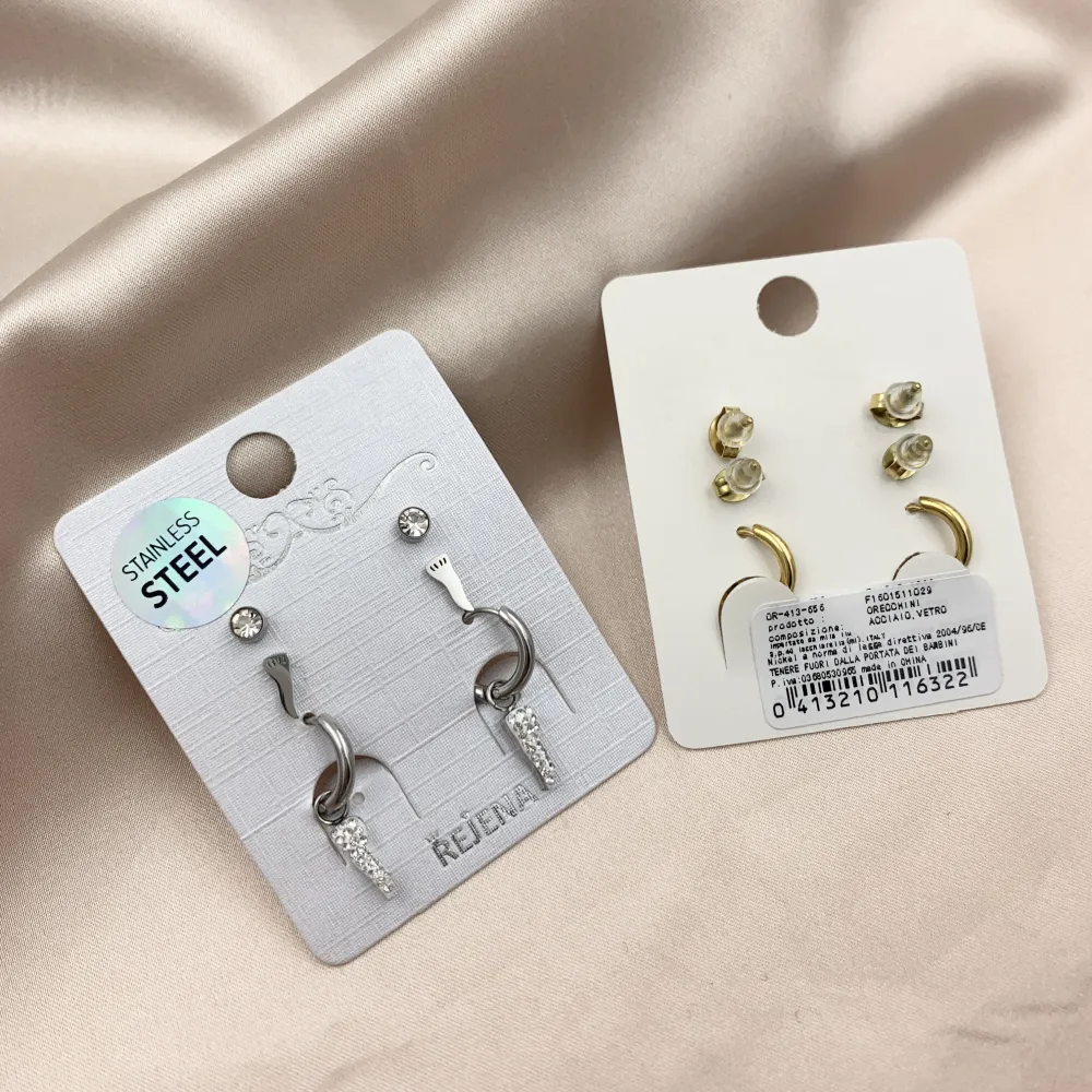 OAP7336-Cornino-Orecchini Tris in Acciaio - OAP-413-656