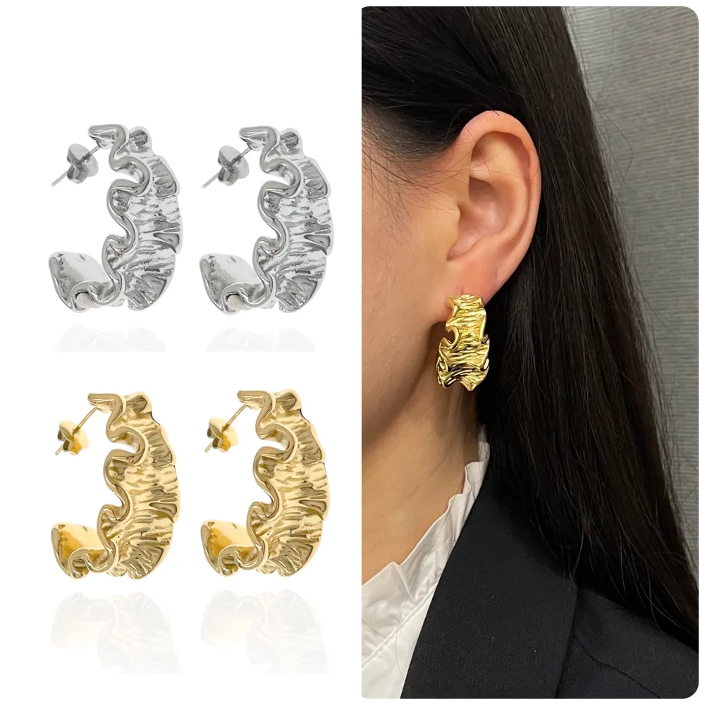 Cerchio Lavorato-Orecchini in Acciaio - OAP-413-6869