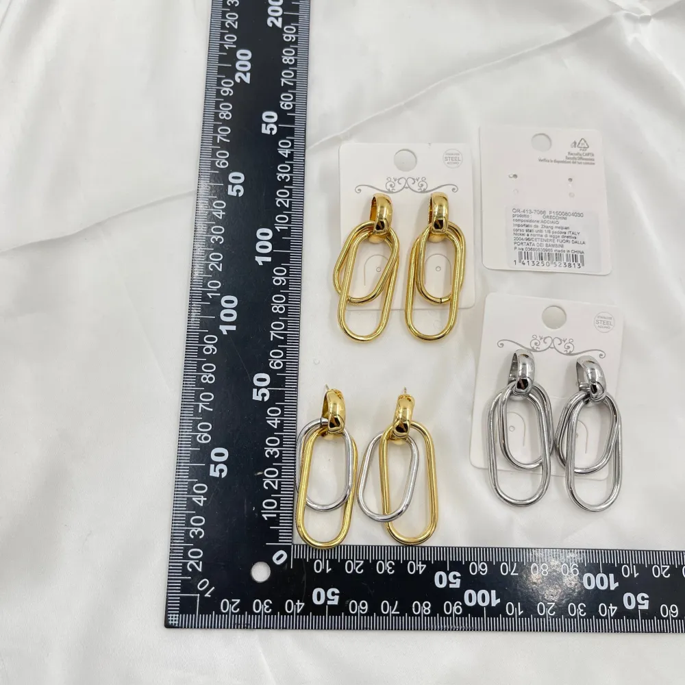 Doppio Ovale -Orecchini in Acciaio - OAP-413-7066