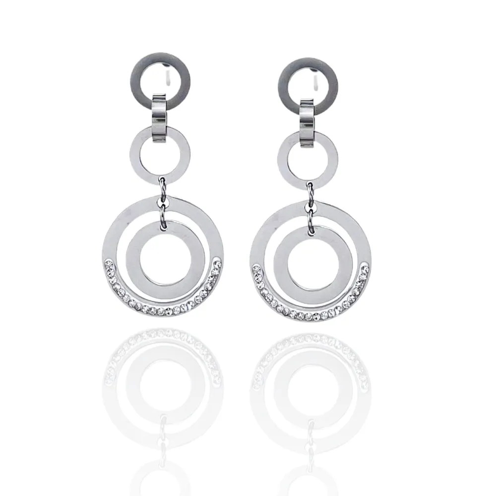 Doppio Cerchio -Orecchini in Acciaio - OAP-413-928