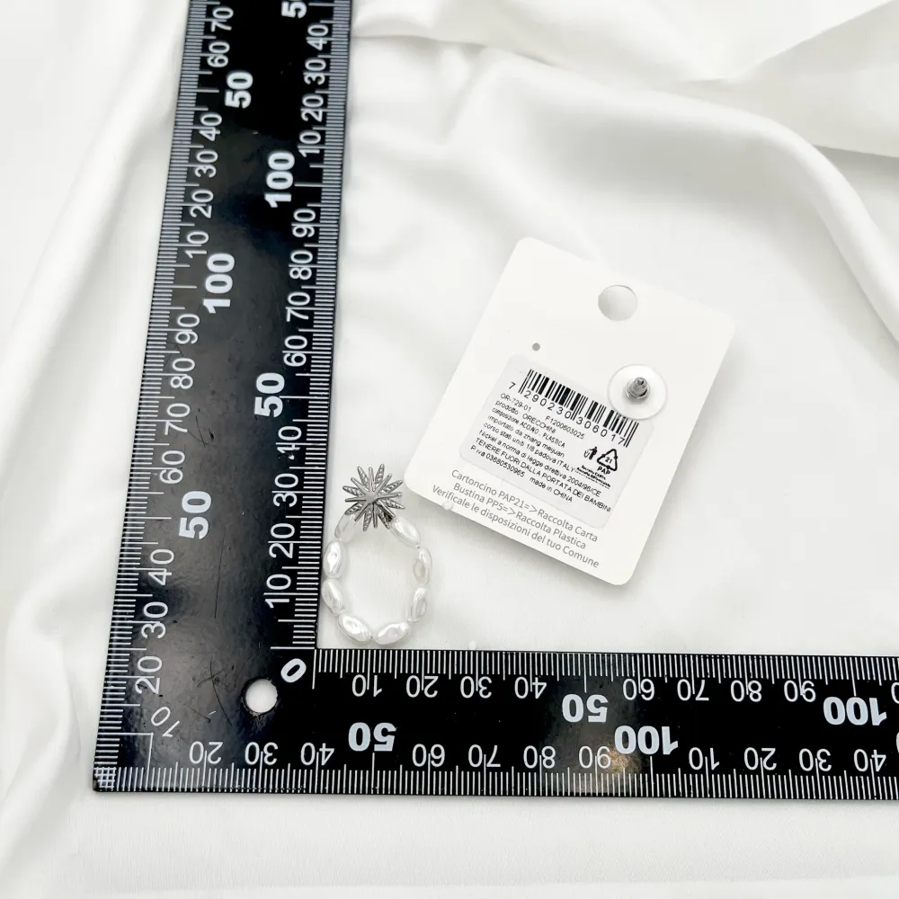 Croce Stella con Goccia di Perla-Orecchini in Acciaio - OAP-729-01