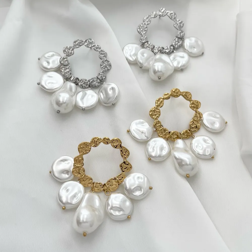 Cerchio con Perla-Orecchini in Acciaio - OAP-729-08