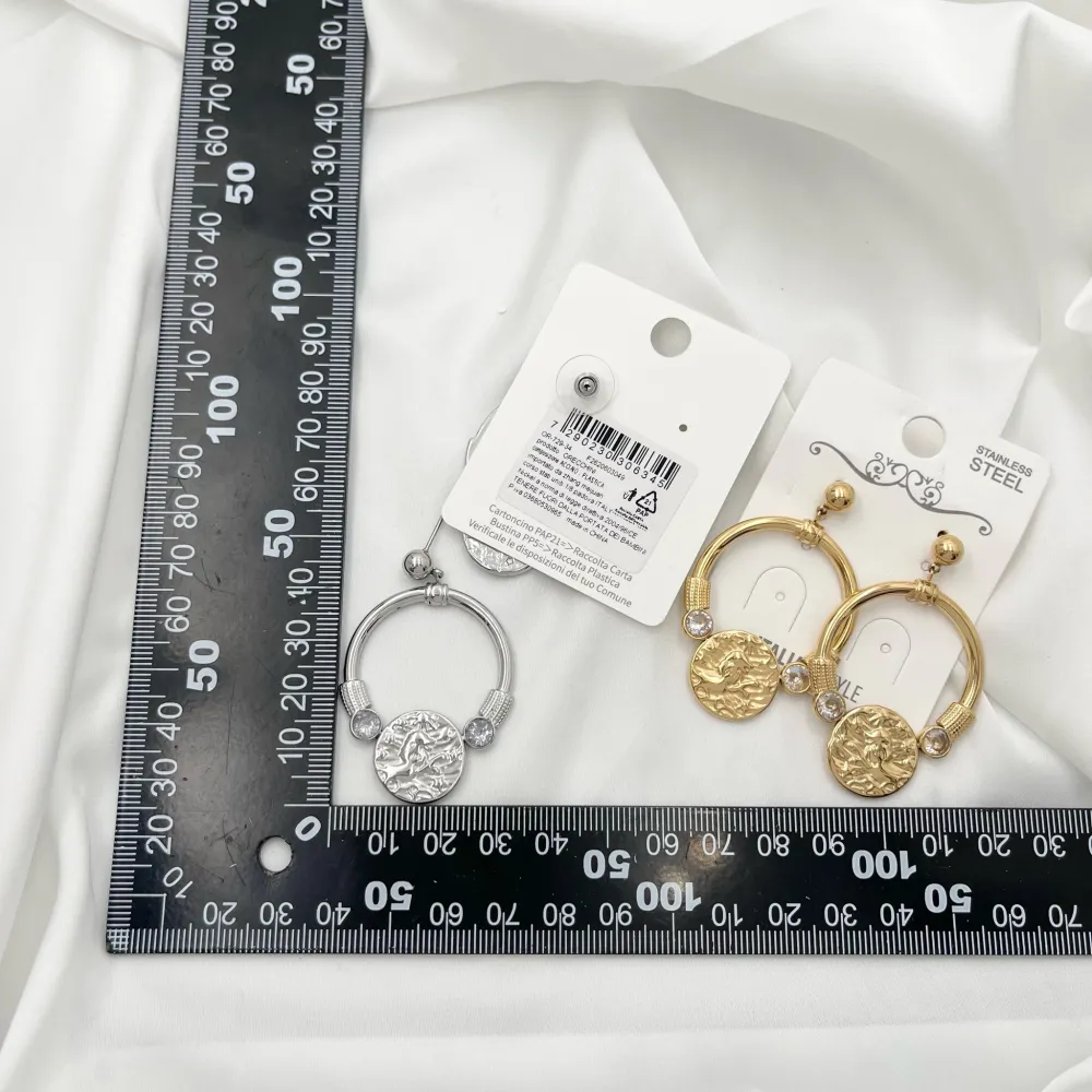 Cerchio con Tondo-Orecchini in Acciaio - OAP-729-34