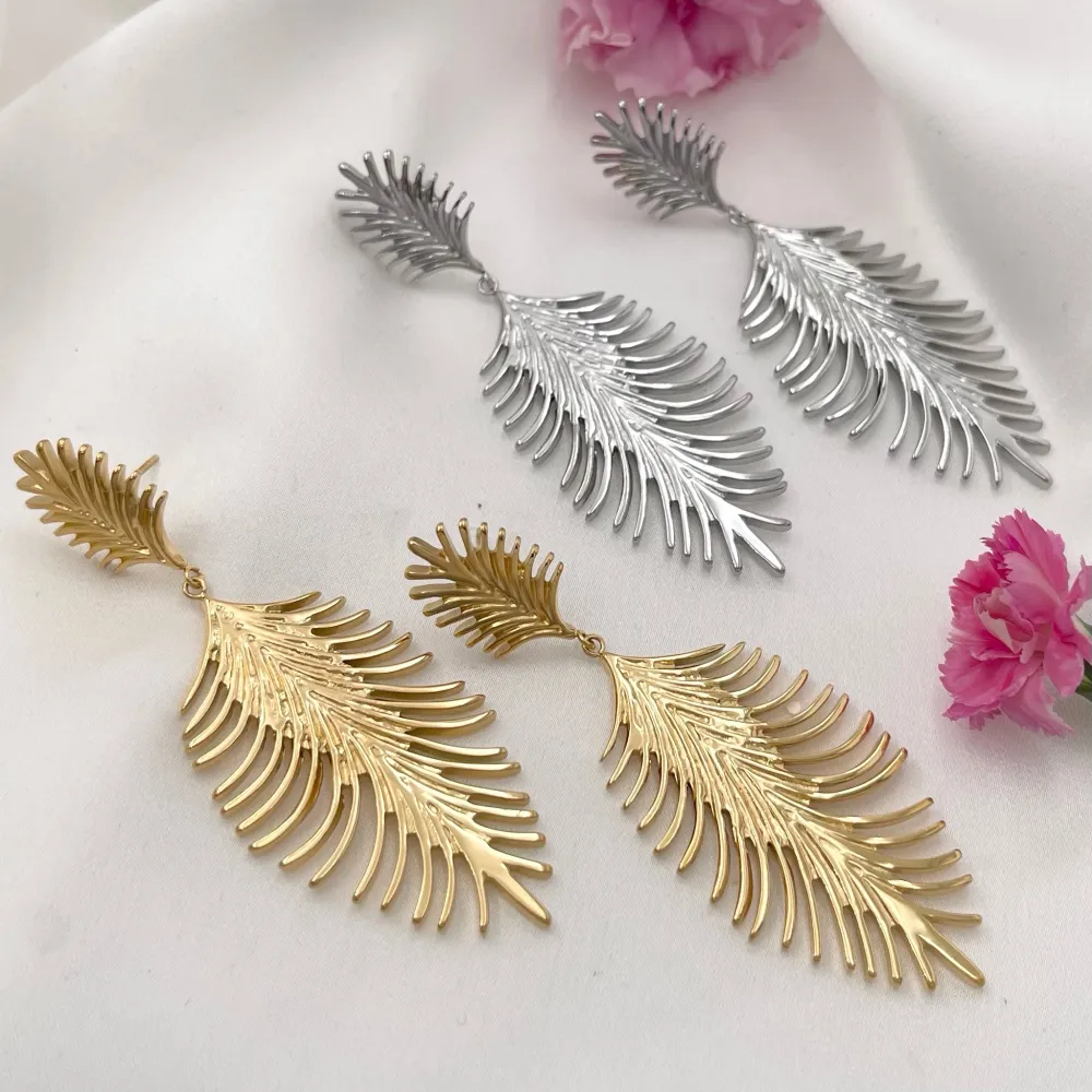 Foglia-Orecchini in Acciaio - OAP-729-36