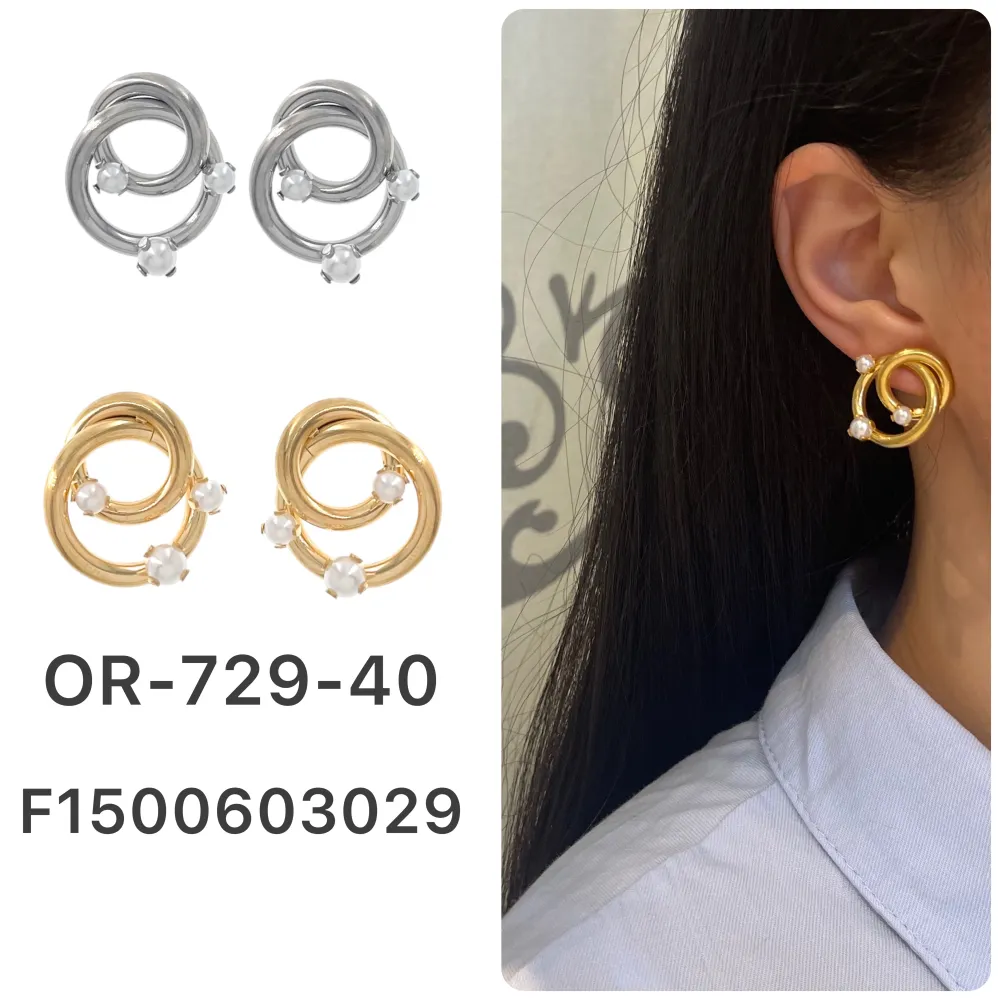 Cerchio con Perla-Orecchini in Acciaio - OAP-729-40