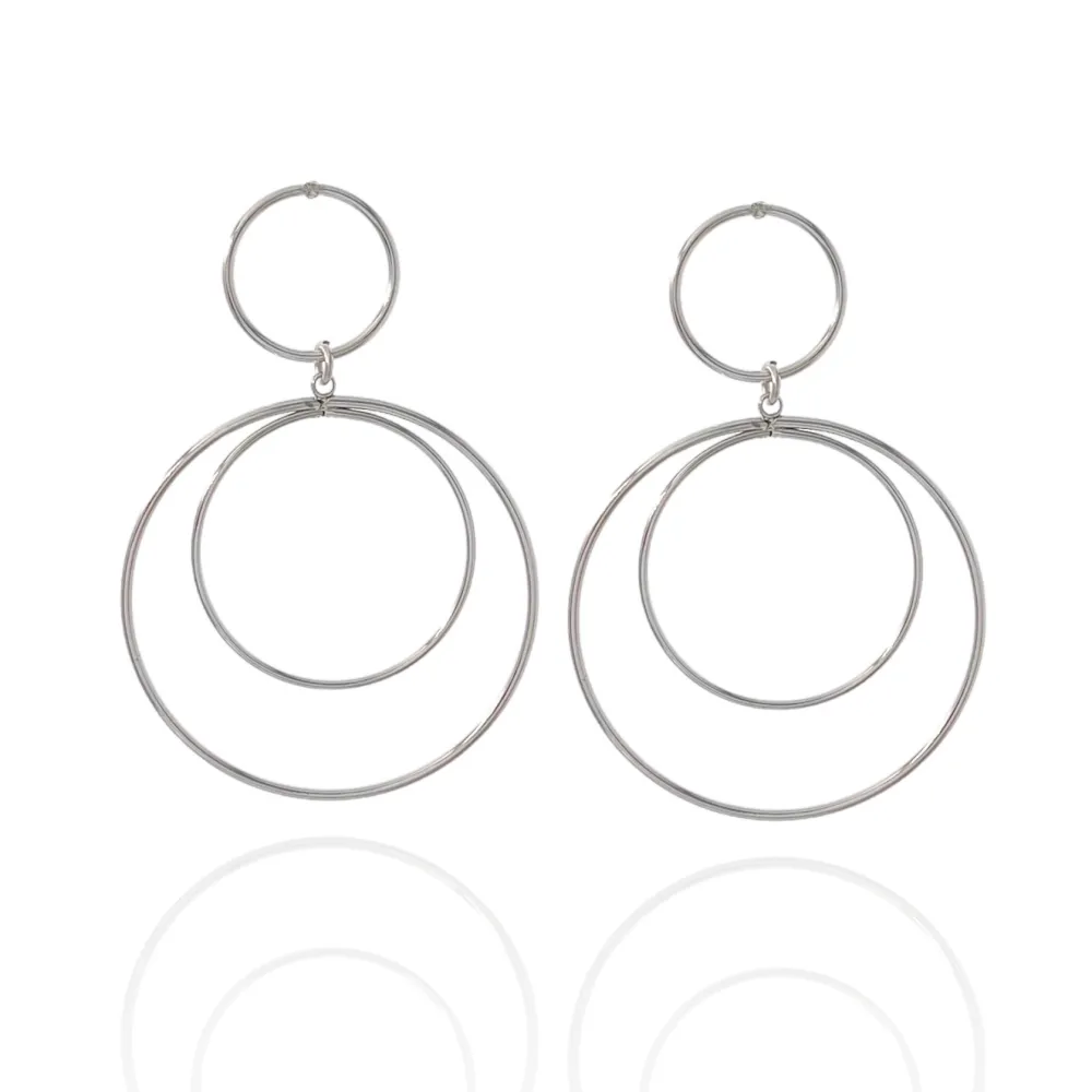 Doppio Cerchio-Orecchini in Acciaio - OAP-732-134