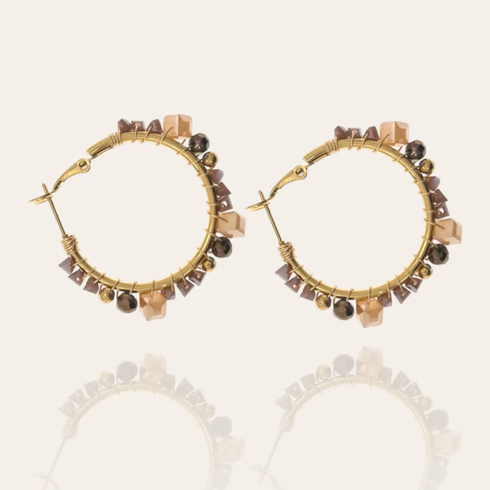 Cerchio con Cristalli-Orecchini in Acciaio - OAP-735-34