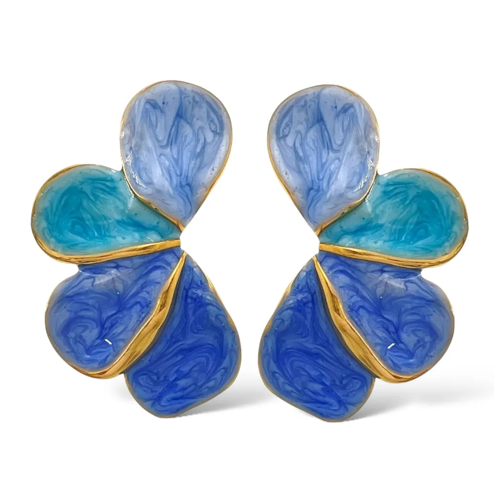 Petali Smaltato-Orecchini in Acciaio - OAP-765-49