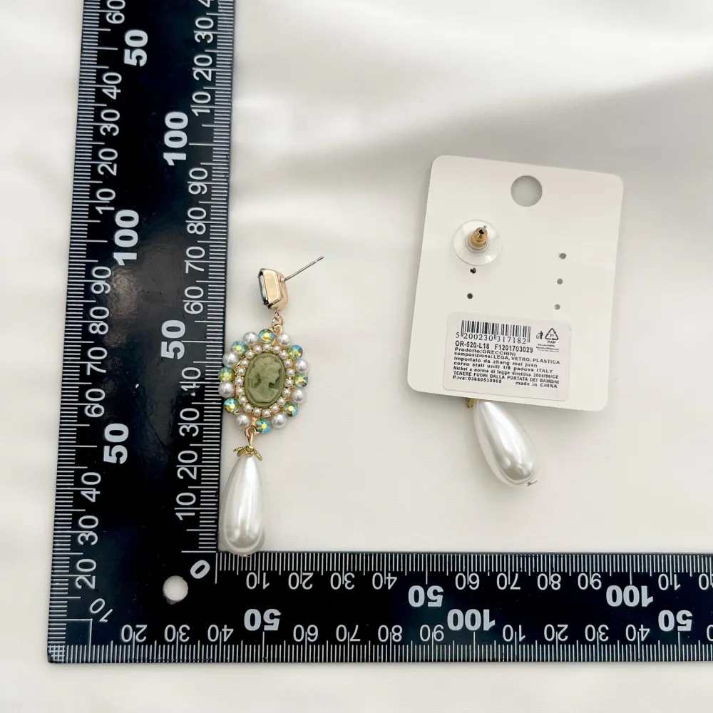 Cameo con Goccia di Perla-Orecchini Moda - OMM-520-L18