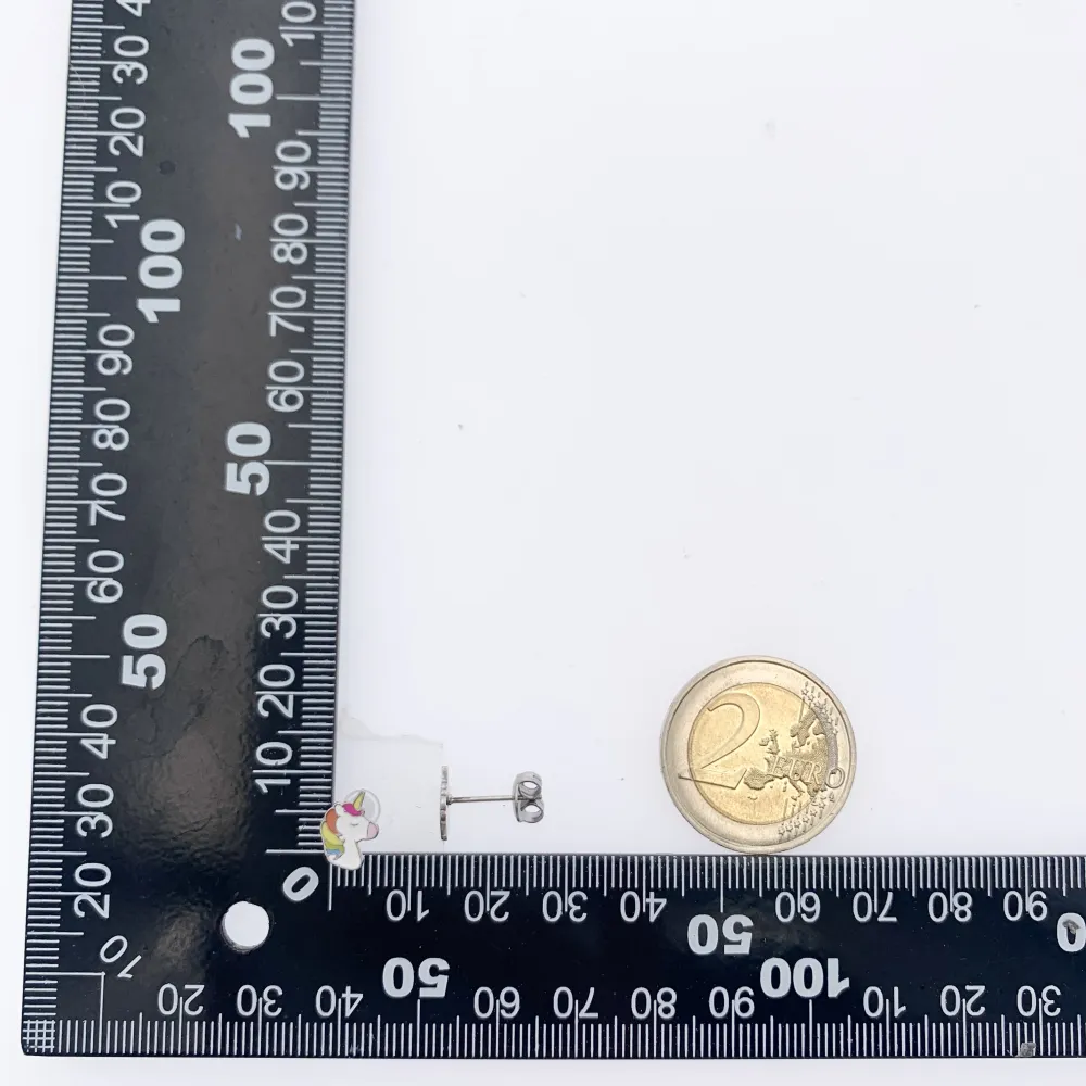 Unicorno Smaltato-12Paia Orecchini a Lobo in Acciaio - OPA-103-AA2408E