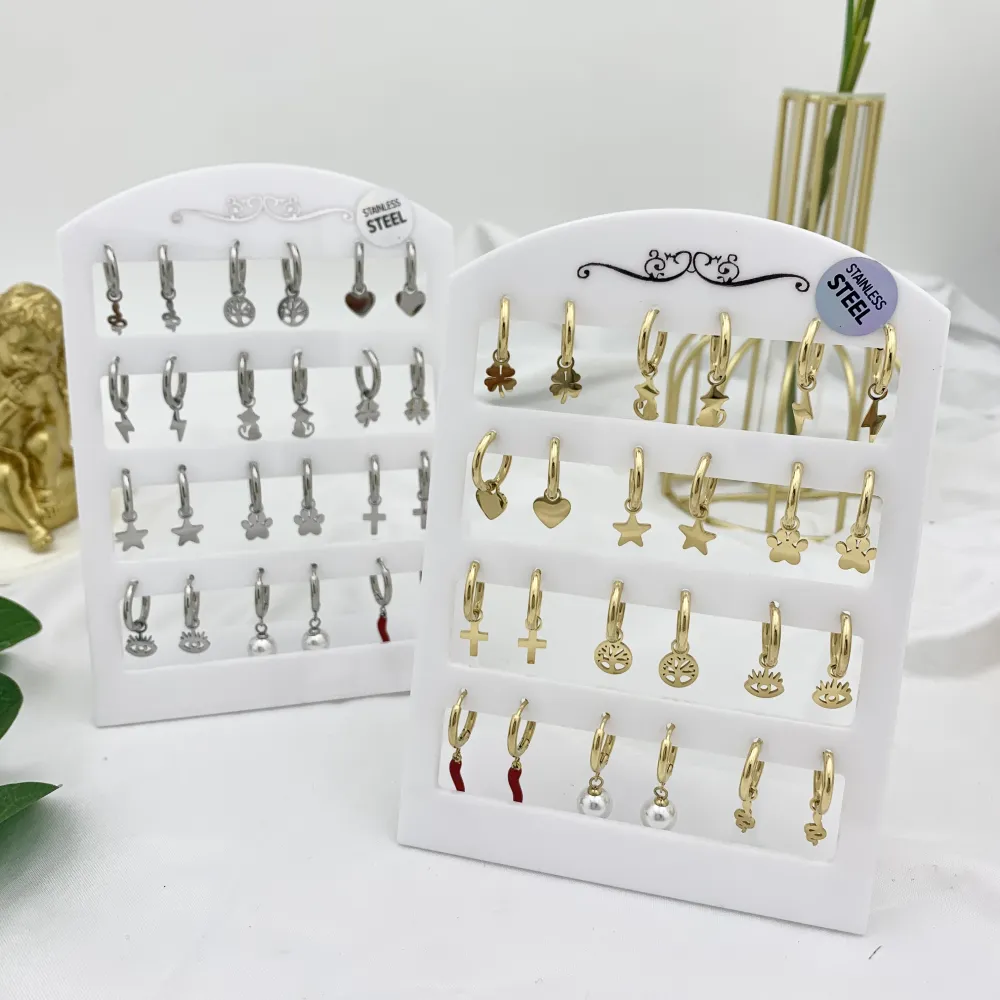 Mix Soggetti Semplici-12Paia Orecchini in Acciaio - OPA-103-AA3082-3093E