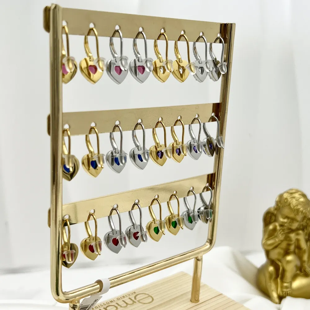 Punto Luce Cuore-12Paia Orecchini in Acciaio con Espositore - OPA-103-AA4704E