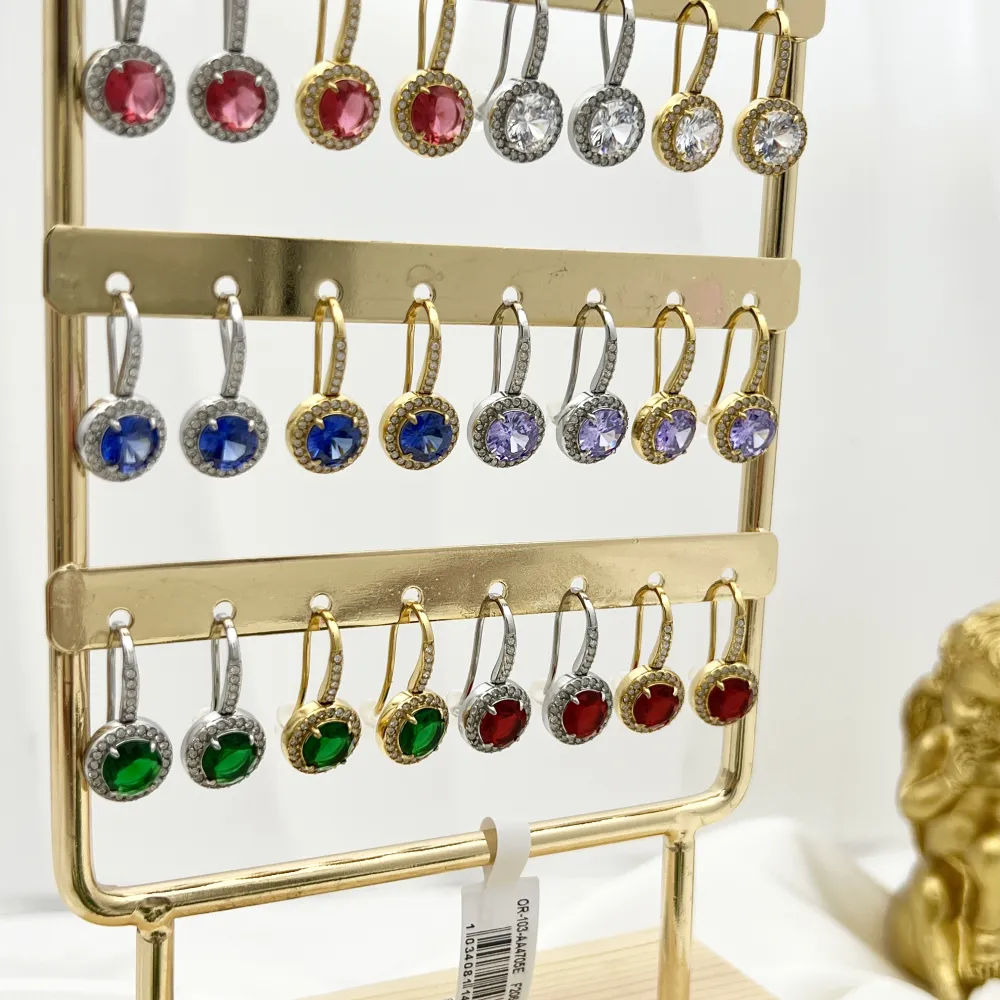 Punto Luce Tondo-12Paia Orecchini in Acciaio con Espositore - OPA-103-AA4705E