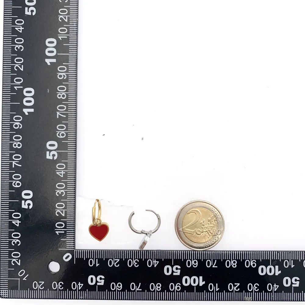 Cuore Smaltato-12Paia Orecchini in Acciaio - OPA-413-868