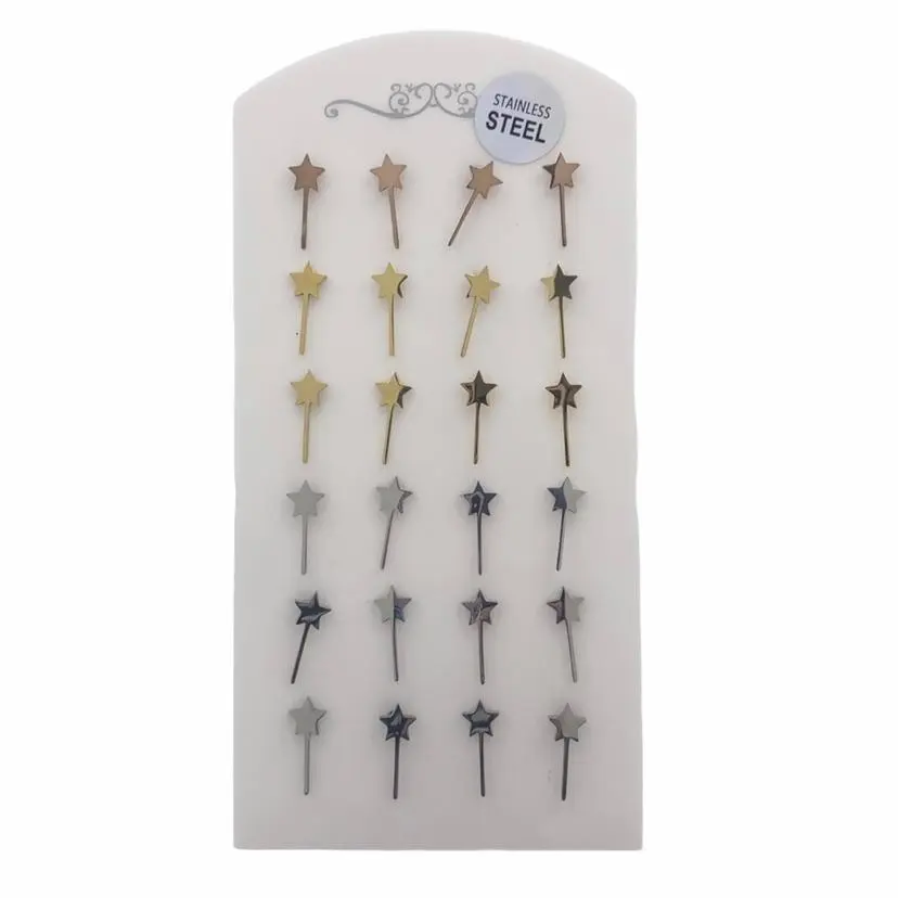 OPA450-210-Bacchetta Magica-12 Paia Orecchini in Acciaio - OPA450-210-Bacchetta Magica-12 Paia Orecchini in Acciaio